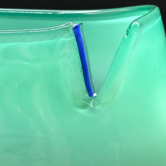 Vintage Amy Roberts Hand Blown Green Opalecent Vase Pilchuck Glass 1981 Signed - Picture 3 of 12